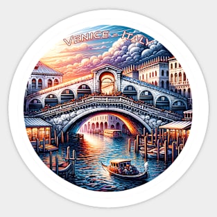 Retro Vintage Travel Enchanted Venice Italy Sunset Sticker